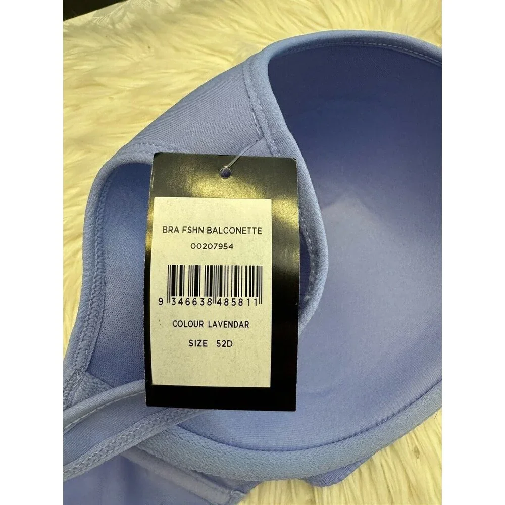 Avenue Fashion Balconette Bra Size‎ 52D Lavender Underwire Wide Strap New W Tag